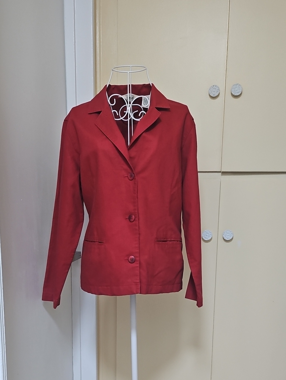 LLBean P12. Red Women's Blazer Jacket - Classic Tailored Style